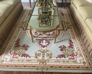 French Aubusson Area Rug - Marked on back “made in Canada” this piece will elevate any room 