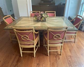 Kitchen Dining Set - 6 Mcguire Rattan Dining Chairs 