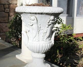 Pair of cement classical planters