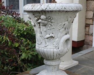 Pair of cement classical planters