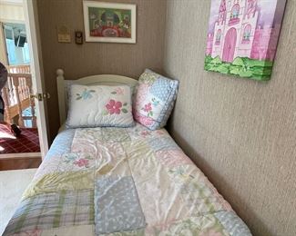 Pottery Barn kids bedroom set - twin beds (one with trundle), dresser & mirror