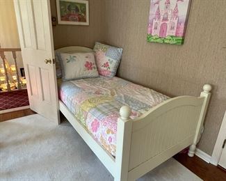 Pottery Barn kids bedroom set - twin beds (one with trundle), dresser & mirror