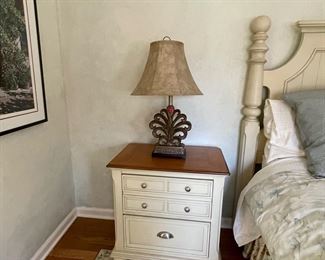 King bedroom set - tall chest, pair night stands, king bed, dresser with mirror