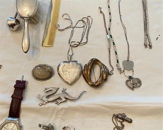 Sterling baby set & other silver jewerly