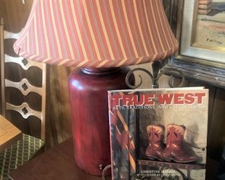 Lamp; "True West" coffee table book