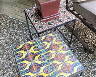 Two of four tile top tables