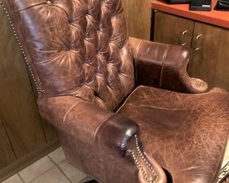 Brown leather office chair