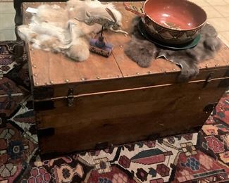 Antique rustic trunk