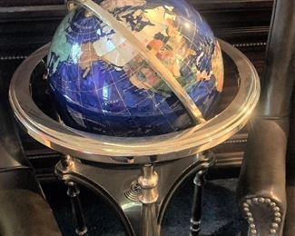 Floor stand blue lapis gemstone world globe