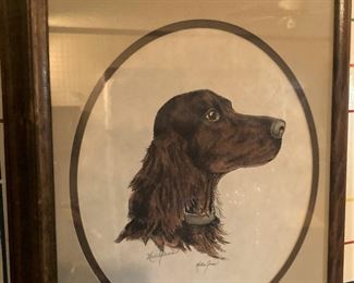 Framed dog art by Mollie Jones