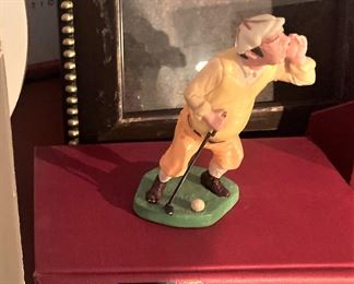Golfer shouting, "Come to the estate sale!!"