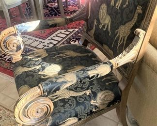 Animal print fabric upholstered chair