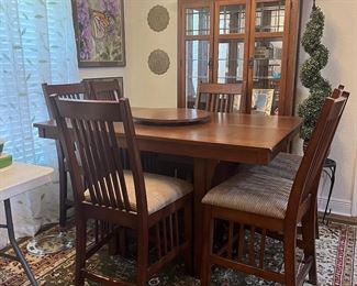 Pub table & hutch table is great and has a pad, chairs have some damage on bottoms