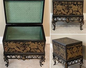 Small decorative chest on metal legs base