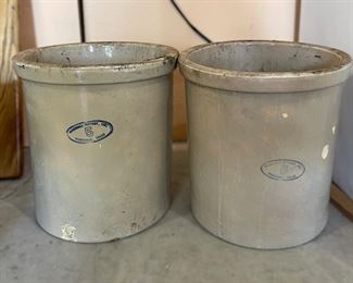 Two large no. 5 crocks