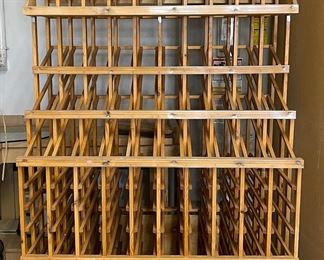 Large wood slat wine rack