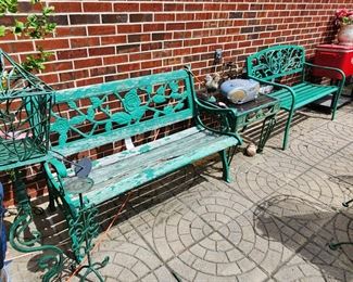 W wrought iron benches