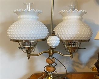Vintage Double Milk Glass Lamp 