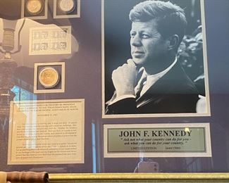 John F. Kennedy Framed Coins and Stamps 