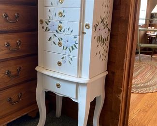 White Floral Jewelry Cabinet  