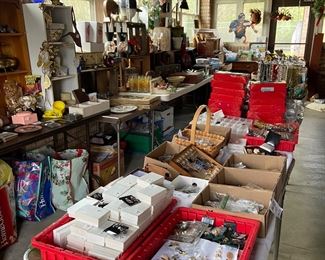 Another room of trayed and boxed jewelry. Zoom in for more treasures.