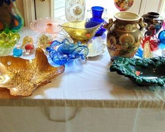 More art and depression glass, porcelain items (items sold separately)