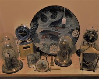 Dome clocks and Carp themed platter