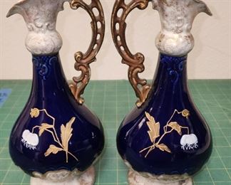 RC9034 Set of 2 Victoria Carlsbad Porcelain Blue Vase Jug Made in Austria https://www.ebay.com/str/agesagoestatesales