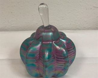 DG6235 Hand Blown Iridescent Glass Perfume Bottle Signed Trout Studio https://www.ebay.com/str/agesagoestatesales