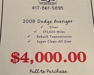 2008 Dodge Avenger - silver-173000 miles-rebuilt transmission-super clean all over - HIGHEST REASONABLE BID WINS!