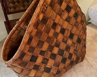 Antique Hand Woven Rustic Karagumoy Filipino Two Toned Grain Basket