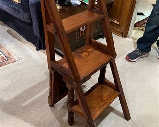 Antique Wooden Library Chair / Ladder