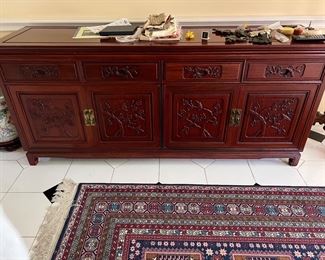 AVAILABLE FOR PRE-SALE                                                     Large Oriental Sideboard with Bird & Flower Design