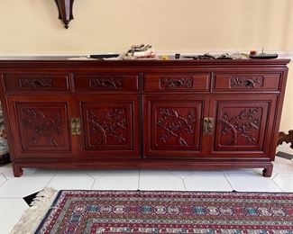 AVAILABLE FOR PRE-SALE                                                     Large Oriental Sideboard with Bird & Flower Design