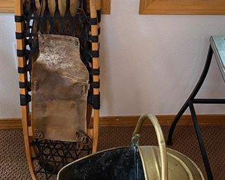 Antique snowshoes & brass coal shuttle from Holland