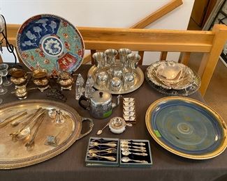 Antique silver & crystal