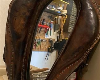 Antique horse collar mirror
