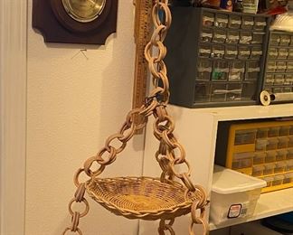 Retro rattan hanging fruit baskets