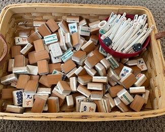 Bone & bamboo mahjong tiles & sticks