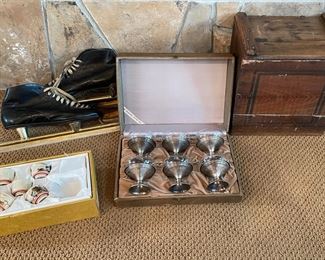 Antique European box, skates