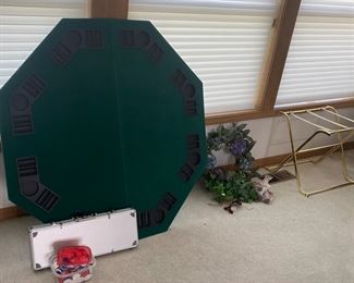 Poker table top and poker chips