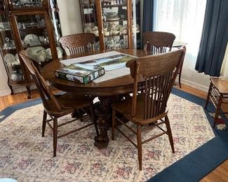 Antique Lionhead, quarter sawn, oak, dining room, table, and four chairs (Reserve prices, no discounts, but feel free to leave a bid)