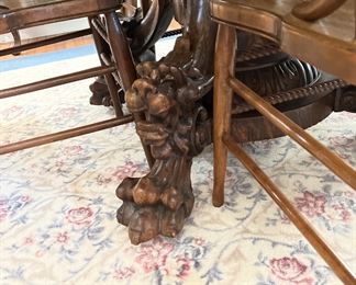 Antique Lionhead, quarter sawn, oak, dining room, table, and four chairs (Reserve prices, no discounts, but feel free to leave a bid)