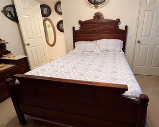 Walnut, full size bed, antique