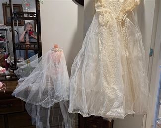 Vintage (1858) Wedding Dress and Veil