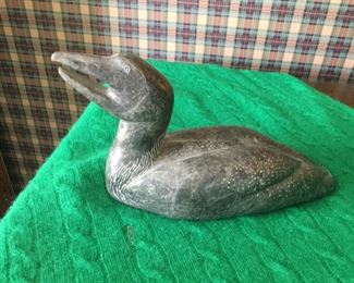Carved Marble Loon by Leo Patrick