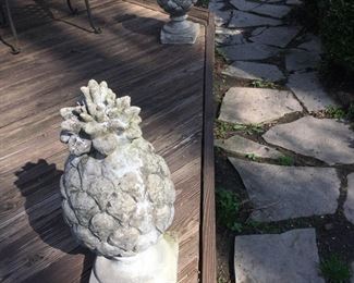 2 Concrete Pineapples Garden Art