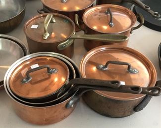 Copper Cookware Pots w/Lids by Bourgeat