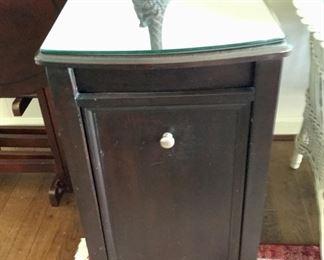 Pair of End Table w/ Pull Out Beverage Shelf and Magazine/Paper  Drop Down Bottom Shute 