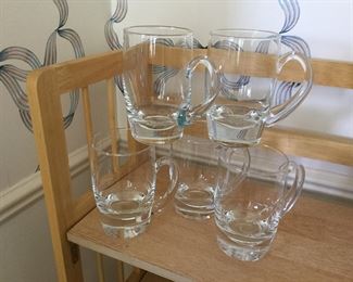 Beer Mugs  Set of 5 Heavy Glass